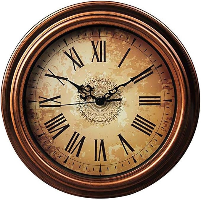 12 Inch Wall Clock Silent Non-Ticking Vintage Roman Numerals Round Wall Clocks f