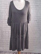 Carina Ricci Grey Smock Dress Women’s Size Large (14-16) Silver Speckle Detail