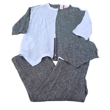 IC by Connie K Top Pants 2 PC Set Gray Black Women's Size Medium