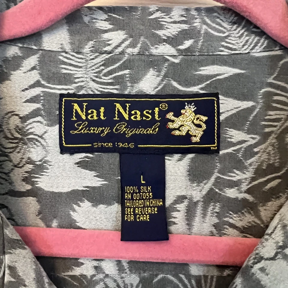 Camisa NAT NAST Seda Tropical Aloha/Hawaiana Manga Corta Abotonada Para Hombre Talla L Foto 2 de 4
