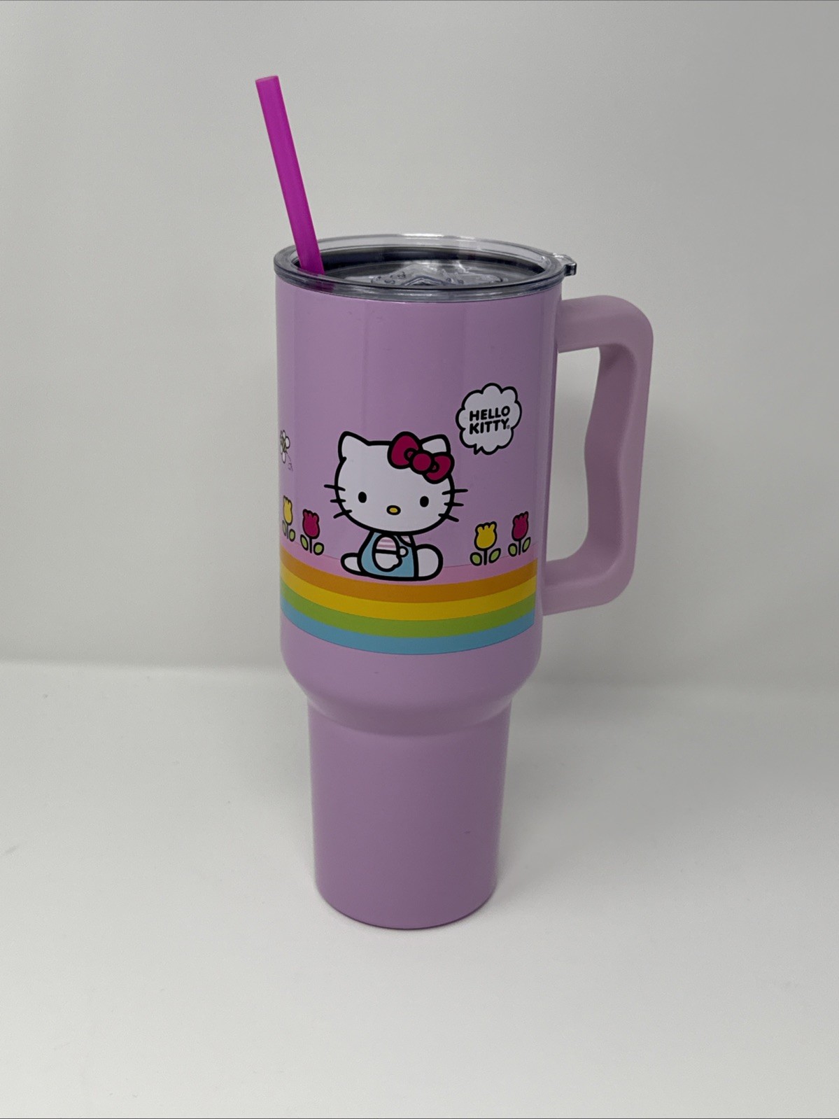 Hello Kitty 40oz Stainless Steel Tumbler w/ Handle Straw Pink Cup