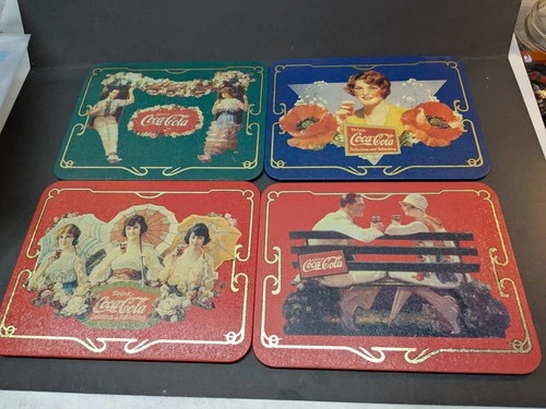 Lot of 4 Vintage Coca-Cola 1997 Metal Tin Wall Hanging Sign 8.5 x 6.5 Inch