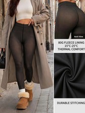 Women's 80G Thermal Fleece Lined Leggings High Waist Seamless Winter Streetwear
