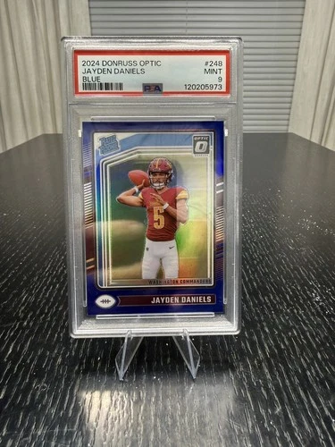 2024 Panini Donruss Optic Blue Prizm Jayden Daniels #248 Commanders /199 PSA 9
