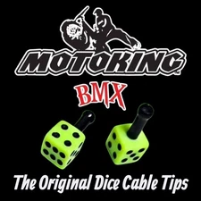 MOTOKING BMX ORIGNAL DICE CABLE TIPS  SLIME GREEN (PAIR)