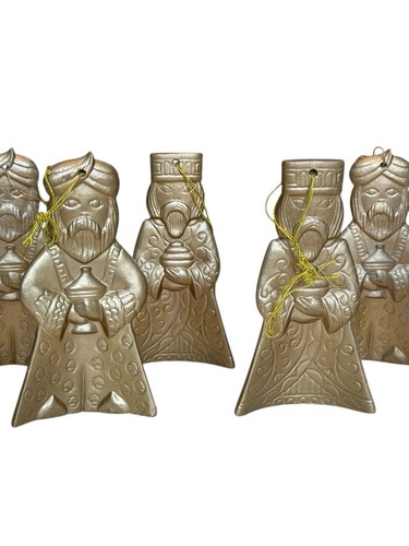 Christmas Tree Ornaments Hand Painted Vintage King Gold Set of 7 Plaster Mold - Picture 3 of 9