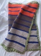 Grand-mère afghane vert orange bleu fait main super doux 