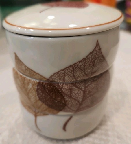 Vintage 1979 Linden Leaves by Shafford Stackable Trinket Dish ~ Set of 3 w/Lid - Picture 2 of 8