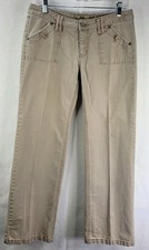 Route 66 Beige Cotton Denim Womens Size 8 Bootcut Button Pocket Accent Vintage