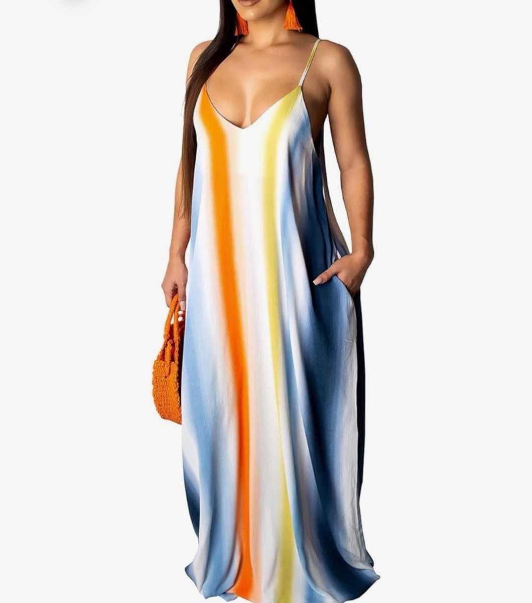 summer maxi day dresses Maxi Dress Sleeveless Ruffle A-Line Beige Cotton