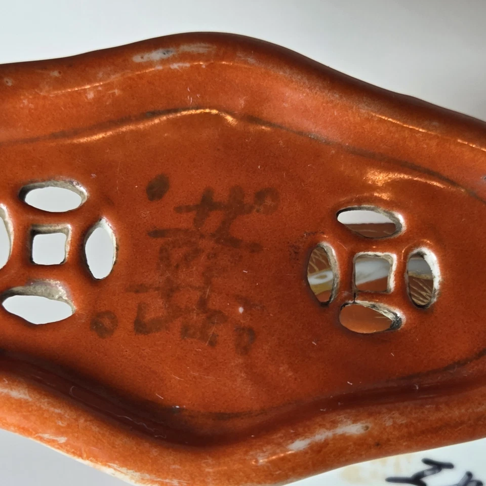 Antigua jaula china cubierta de porcelana para grillo/saltamontes naranja de 1860 Foto 4 de 4