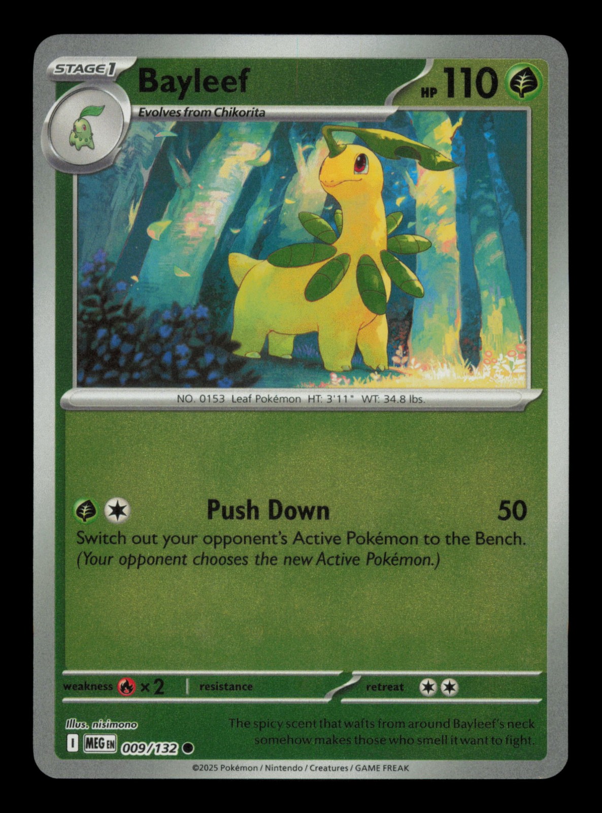 Bayleef Common ME01: Mega Evolution 009/132 Reverse Holofoil NM