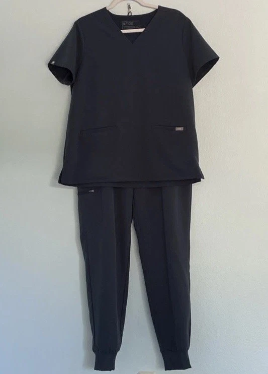 Figs Scrub Set Womens L Limited Color Dark Harbor Casma Top & Zamora Jogger Pant - Image 3 of 4