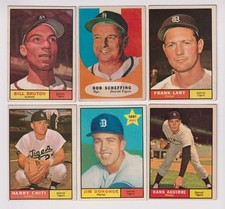 1961 TOPPS BASEBALL DETROIT TIGERS LOT (6)