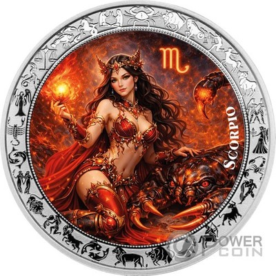 SCORPIO Goddesses Zodiac 1 Oz Silver Coin 5 Cedis Ghana 2026