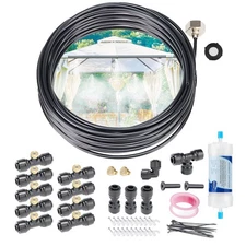 Misters for Outside Patio 75FT, Misting System with Filter, 27 Brass Misting ...