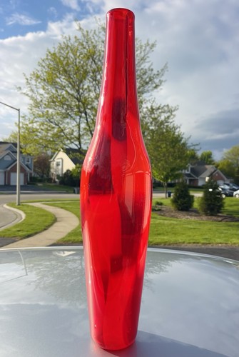 Murano Hand Blown Art Glass Vase Red Signed 21"