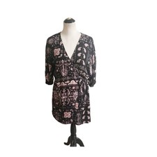 Lovestitch Paisley Metallic Wrap Dress Size Small NWT Black Whimsigoth