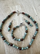 bohemian-style set multi colored beaded earrings necklace bracelet