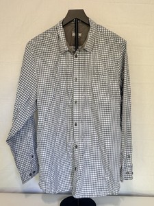 Chef Works Urban Collection Mens Button Down Shirt, Large L Checkered Blue Gray