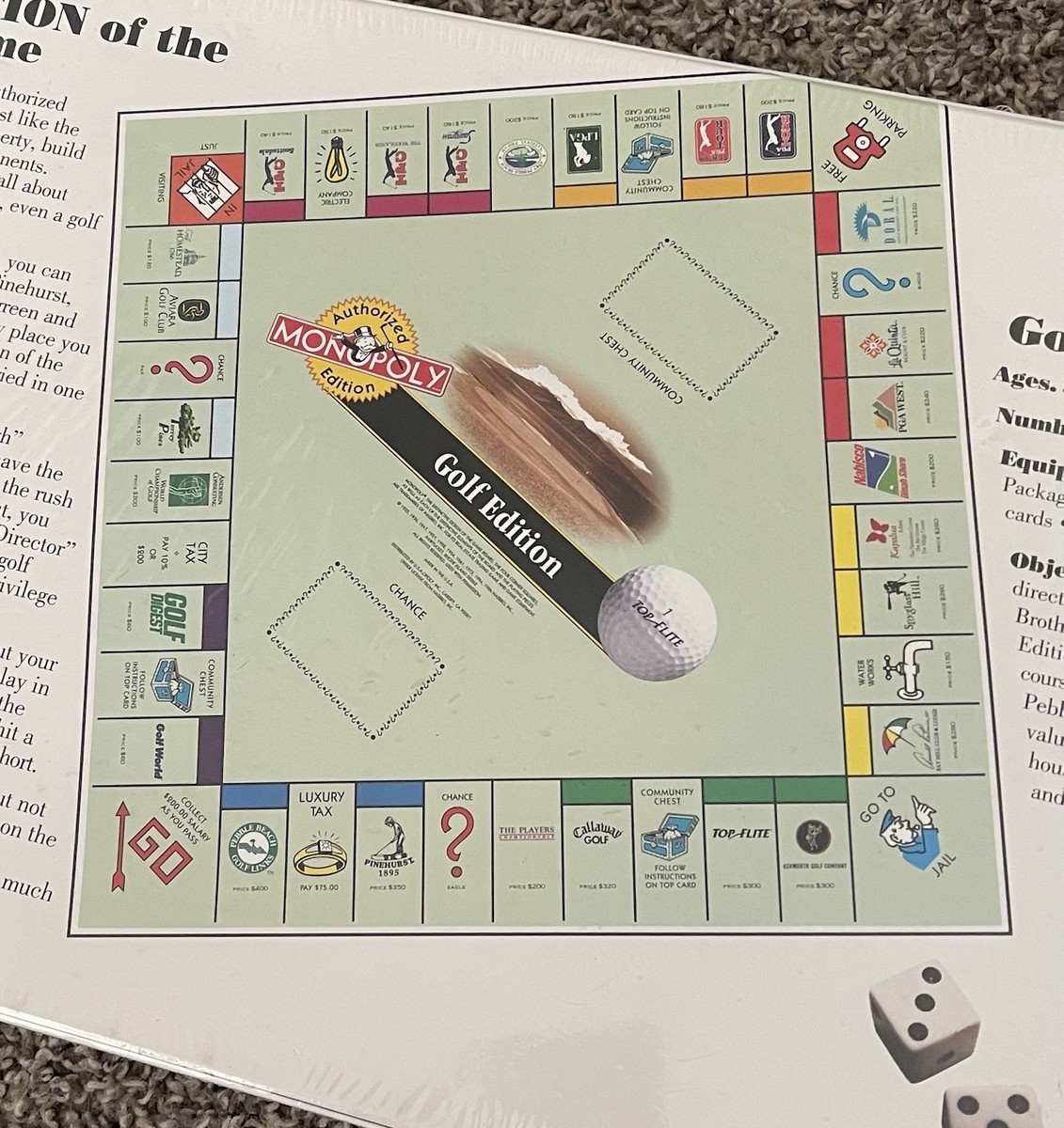 Monopoly Golf Edition Board Game by USAopoly 1996 Ages 8 2-8