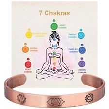 7 Chakra Copper Bracelet, Handmade Pure Copper Tibetan Cuff Bangle
