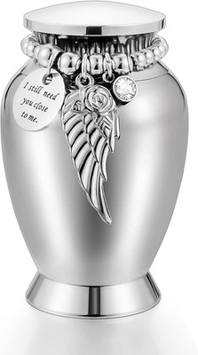 Small Keepsake Urns for Memorial Human Ashes 2.85 Inch with Wing Charm Mini Crem
