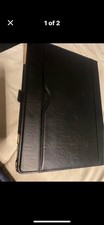 Black Beige Synthetic Leather Folding Folio Tablet Case Cover