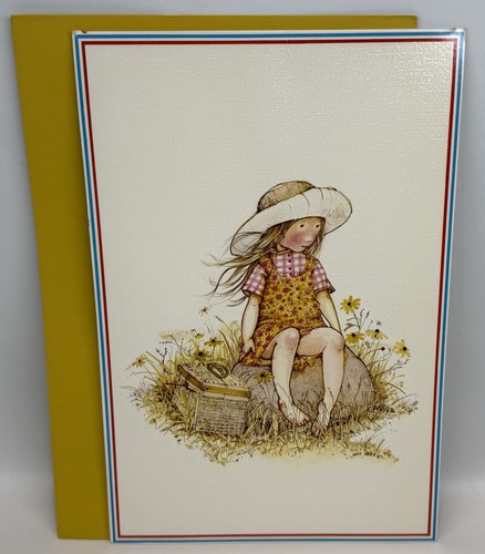 Vtg Holly Hobbie Greeting Card Oversized Prairie Girl Daisies Envelope 12" x 8"