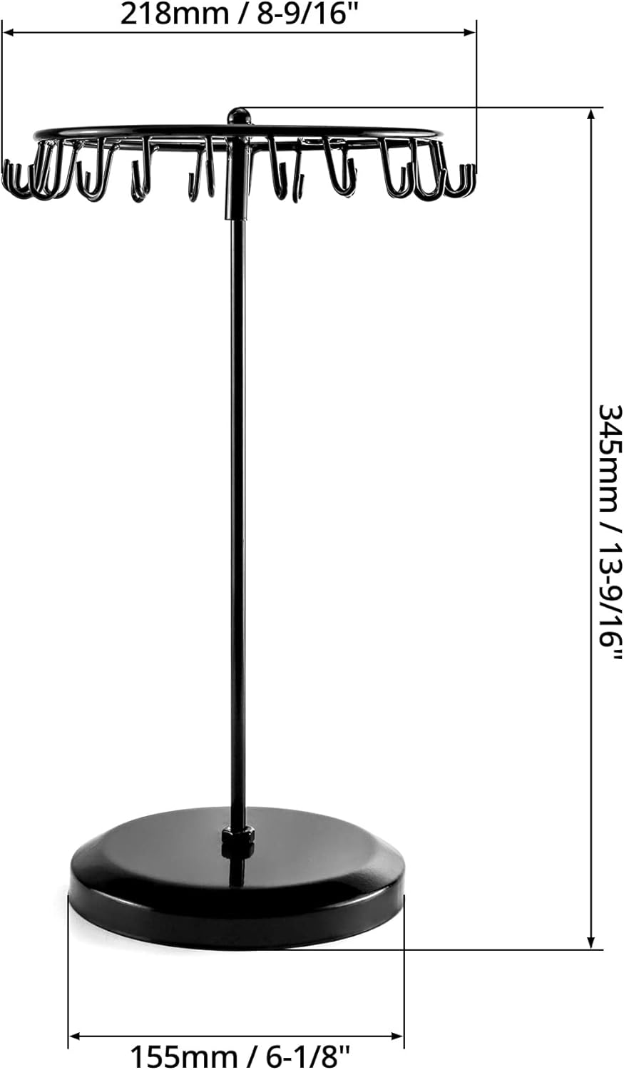 Spinning Jewelry Tree Display Stand, Jewelry Organizer with 23 Hooks, Black
