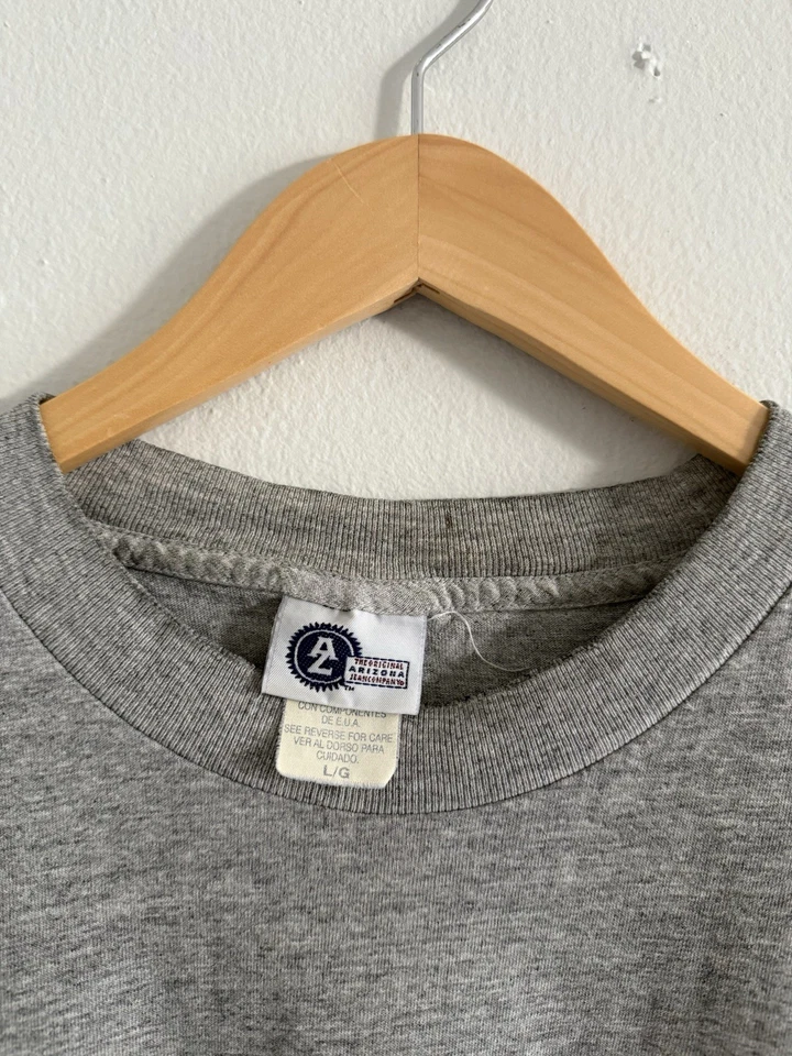VTG 2000s Y2K Arizona Jeans Company Big Rig Denim T-Shirt Grey Large Distressed - Image 3 of 4