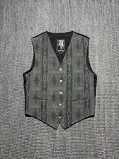 Vintage TZIACCO Men  s Waistcoat Vest Grey Patterned M 90s Formal Gothic Steampun
