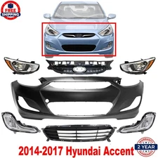 Front Bumper Cover & Headlight Assembly Kit For 2014-2017 Hyundai Accent