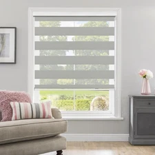 Allbright Zebra Window Blind 29" W X 72" H Grey, Dual Layer Roller Sheer Shad...