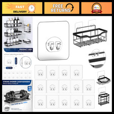 Adhesive Shower Caddy Hooks - 14 Pack Transparent Wall Organizer for Bathroom Sh