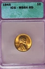 1945 ICG MS64 RD LINCOLN WHEAT CENT #B52028
