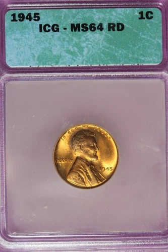 1945 ICG MS64 RD LINCOLN WHEAT CENT #B52028