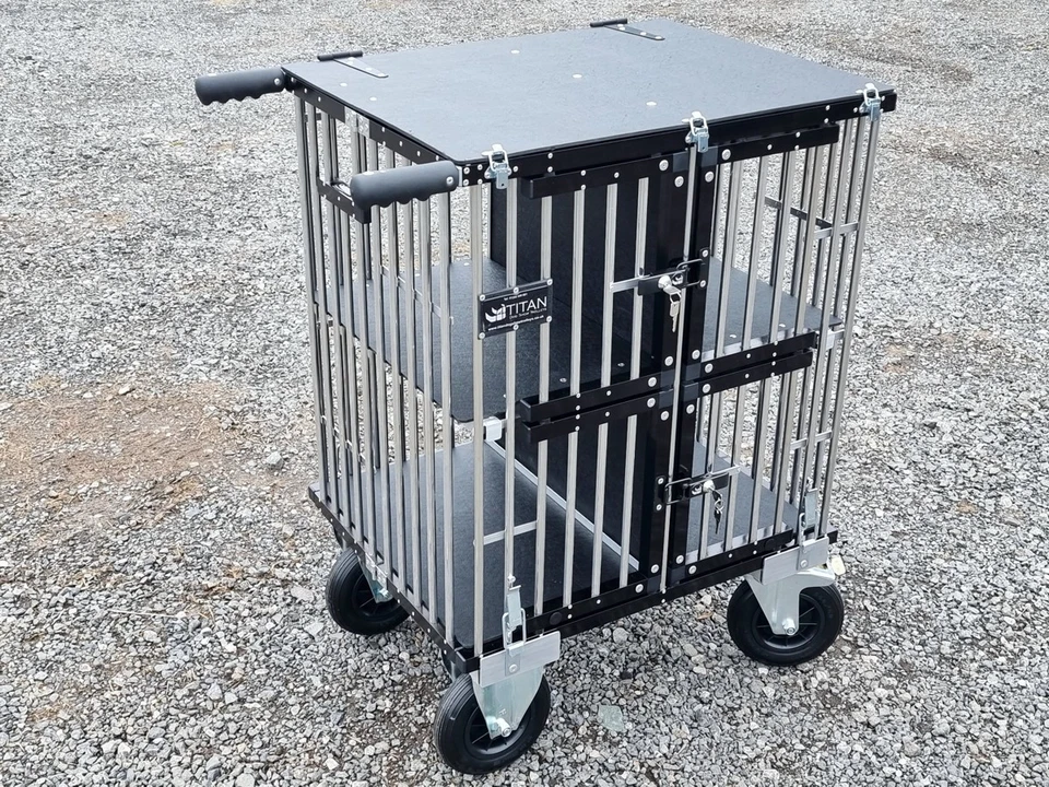 Carro de exhibición canina TOY DOG Titan 4 literas con ruedas todo terreno de 8" Foto 4 de 4