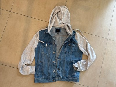 blaue Jeansjacke mit Kaputze von forever21, Gr. M