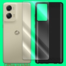 9H Durable Screen Protector with Carbon Fiber Case fits Moto G Stylus 5G 2024