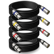 Professional 4 Pack 25FT XLR Cables, Noise Free and Long-Lasting Braided XLR Mic