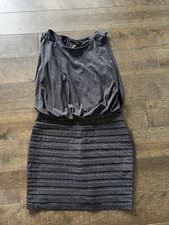 Xscape Womens Glitter Metallic Charcoal Black Cocktail Party Dress 10
