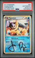 2011 Pokemon Call Of Legends #52 Vaporeon PSA Authentic Auto 10 on eBay