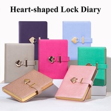 B6 Diary Heart Shaped Lock Diary With Lock And Key PU Secret Notebook FEFW