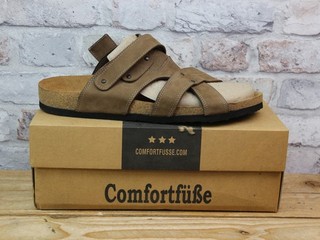 MENS COMFORTFUSSE GUNTER BROWN LEATHER CORK FLAT SANDALS SHOES UK 10.5
