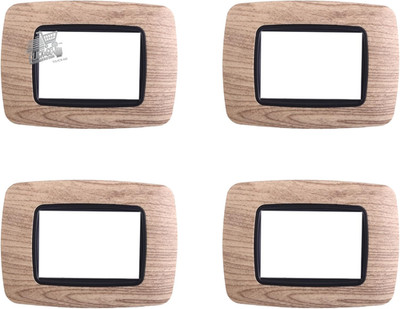 4 plates compatible Bticino Living 3 seats modules plastic domed wood