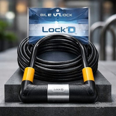 Schwerlast Fahrrad D-Lock Bügelschloss Fahrrad Sicherheitsschloss 1,8m Kabel & 2 Schlüssel