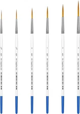 XDT#830 Rigger Artist Paint Brush 6 Piece Set Extra Long Fine Point Liner