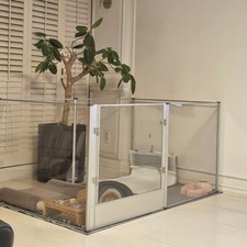 6 Panels Extra Large Pet Playpen Clear Acrylic Pet Dog Fence Puppy Feeding Cage