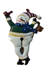 Tin Metal 3D Snowman Christmas Ornament Holiday Decor Rustic Stocking Cap